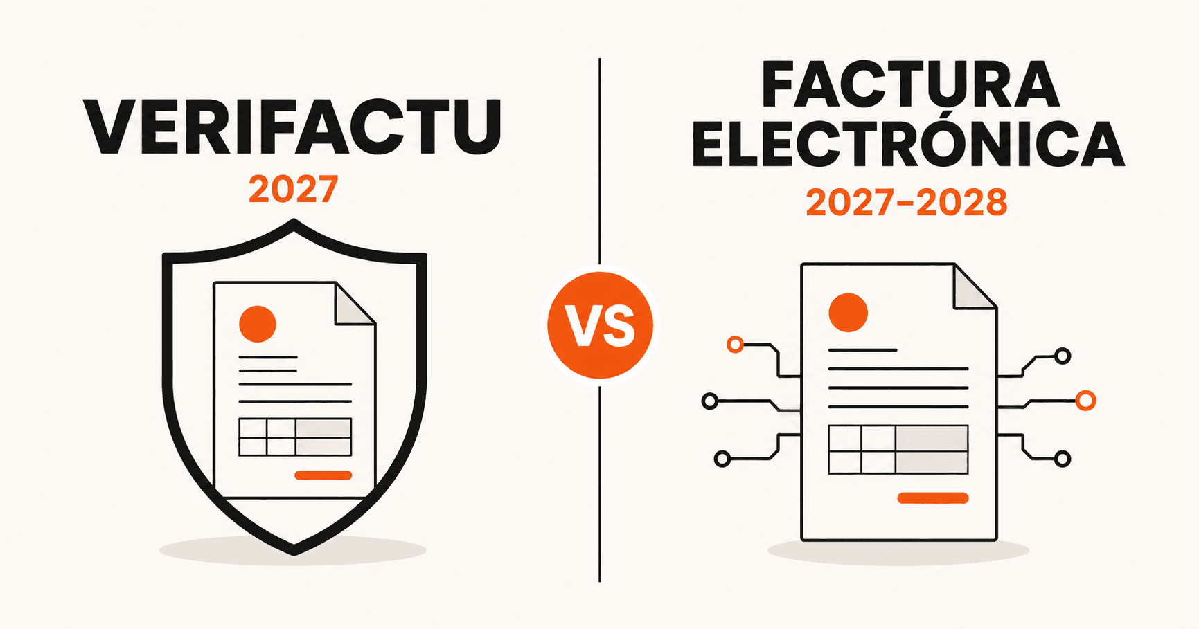 Comparativa entre Verifactu y la factura electrónica obligatoria con su calendario de entrada en vigor