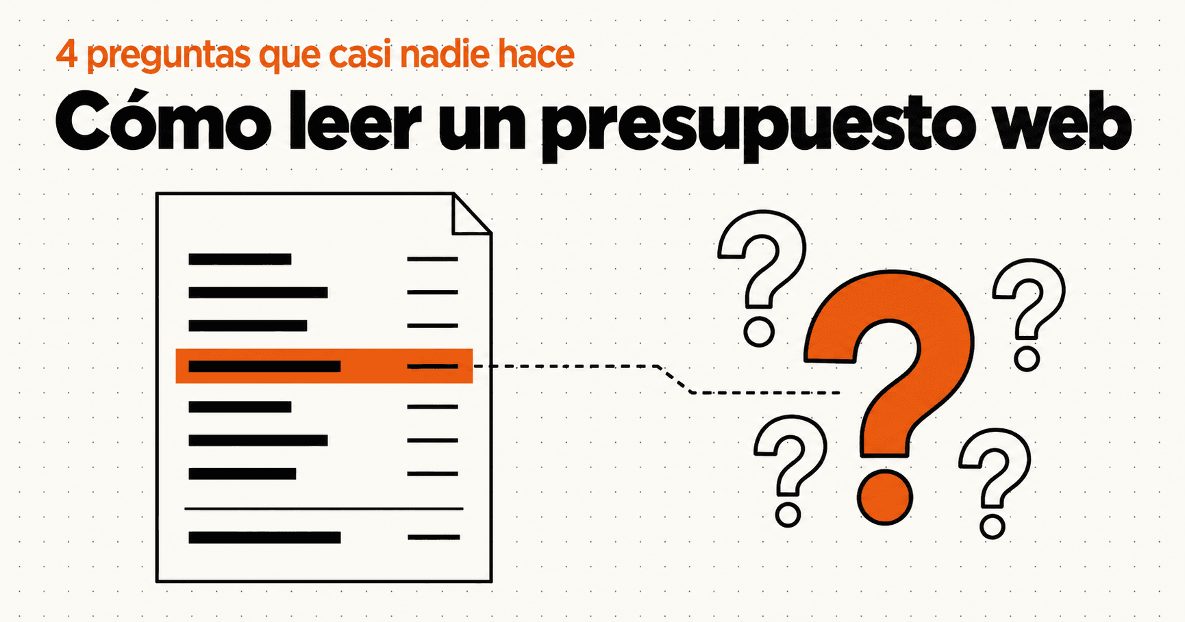 Quote sheet with itemised lines and one line highlighted in orange, next to four question marks